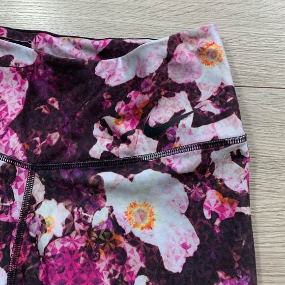Nike Power Legend Floral Port Wine Mesh Run Training Leggings - Picture 9 of 16